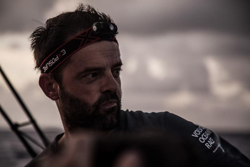 Volvo Ocean Race Leg 6 to Auckland, day 07 on board Dongfeng. Pascal Bidegorry thinking aout how to bit the other red boat. 13 February photo copyright Martin Keruzore / Volvo Ocean Race taken at  and featuring the Volvo One-Design class