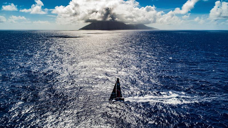 Leg 6 to Auckland, Day 7 on board Sun hung Kai / Scallywag. Islands. Drone shots. Crossing path with USA territory islands, looked like a small volcano from the boat.13 February, . - photo © Jeremie Lecaudey / Volvo Ocean Race