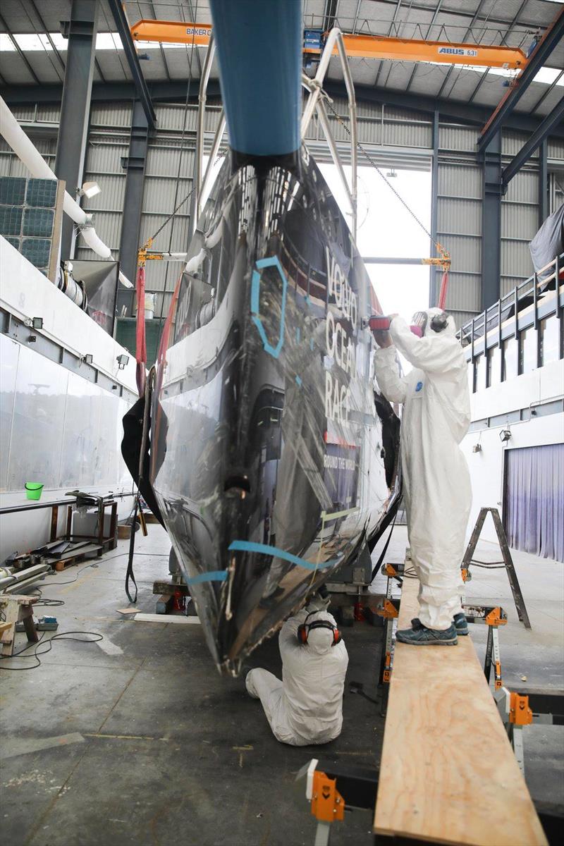 Vestas 11th Hour Racing under repair in the Yachting Developments Ltd facility in Auckland photo copyright Vestas 11th Hour Racing taken at  and featuring the Volvo One-Design class