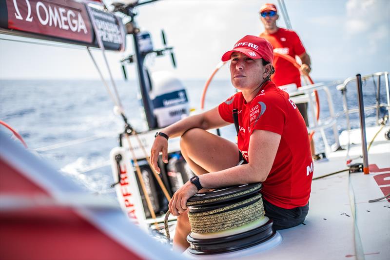 Leg 6 to Auckland, day 17 on board MAPFRE, Tamara Echegoyen trimming at one of the winches. 23 February,  photo copyright Ugo Fonolla / Volvo Ocean Race taken at  and featuring the Volvo One-Design class