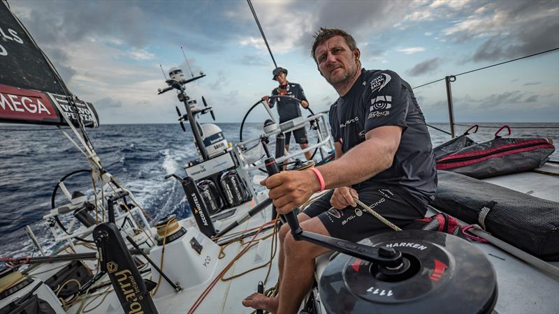 Leg 6 to Auckland, day 16 on board Sun hung Kai / Scallywag. John Fisher at sunset. 23 February,  photo copyright Jeremie Lecaudey / Volvo Ocean Race taken at  and featuring the Volvo One-Design class