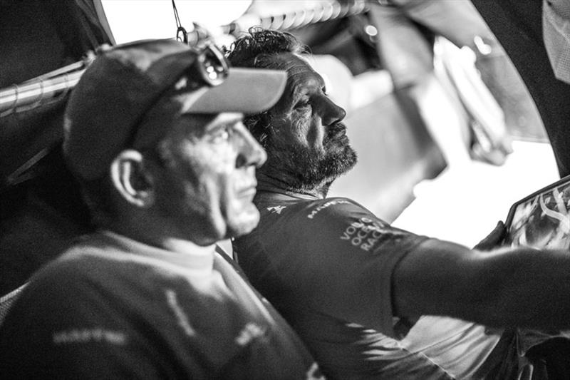 Volvo Ocean Race Leg 6 to Auckland, day 17 on board MAPFRE, Xabi Fernandez and Joan Vila talking about strategy photo copyright Ugo Fonolla / Volvo Ocean Race taken at  and featuring the Volvo One-Design class