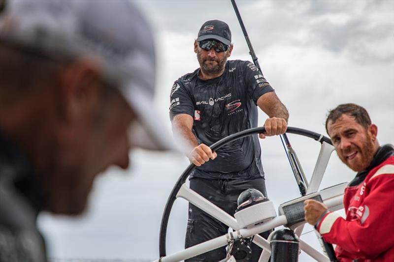 Volvo Ocean Race Leg 6 to Auckland, day 18 on board Sun hung Kai / Scallywag. David Witt, soaking wet, still in first place. 24 February photo copyright Jeremie Lecaudey / Volvo Ocean Race taken at  and featuring the Volvo One-Design class