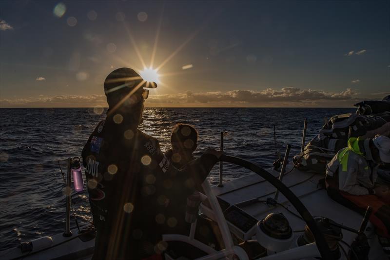 Leg 6 to Auckland, day 18 on board Sun hung Kai / Scallywag. Good morning sunrise! 24 February, . - photo © Jeremie Lecaudey / Volvo Ocean Race