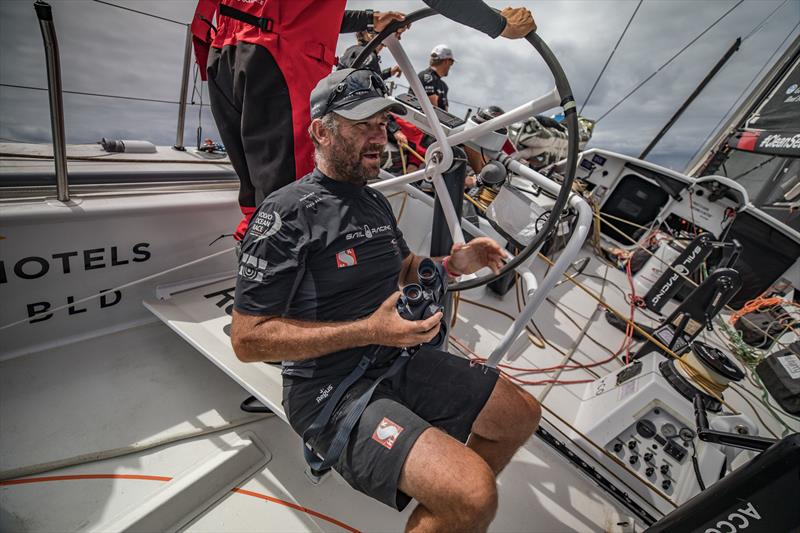 Leg 6 to Auckland, day 18 on board Sun hung Kai / Scallywag. David checking a boat on the horizon. 25 February,  photo copyright Jeremie Lecaudey / Volvo Ocean Race taken at  and featuring the Volvo One-Design class