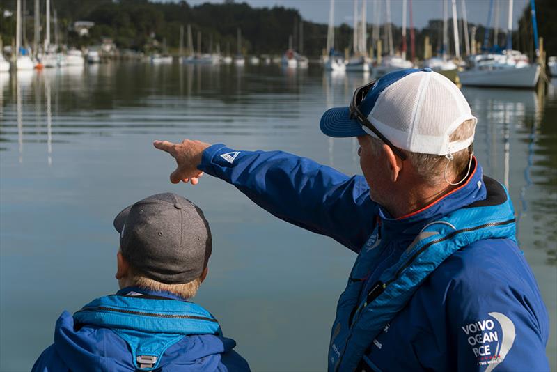 Tony Mutter, points out mangroves to his son, Alec Mutter photo copyright Damian Foxall / Vestas 11th Hour Racing taken at  and featuring the Volvo One-Design class