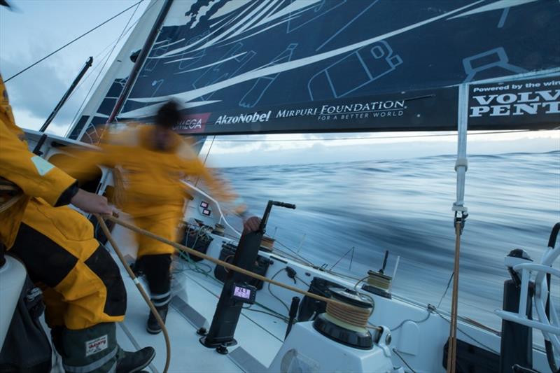 Volvo Ocean Race Leg 7 from Auckland to Itajai, day 2 on board Turn the Tide on Plastic. The fleet says goodbye to New Zealand. 19 March photo copyright Sam Greenfield / Volvo Ocean Race taken at  and featuring the Volvo One-Design class