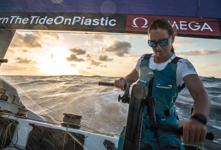 Volvo Ocean Race - Leg 02, Lisbon to Cape Town, day 9, on board AkzoNobel. Emily Nagel- the youngest female sailor in the volvo on the eve of her first equator crossing - photo © James Blake / Volvo Ocean Race