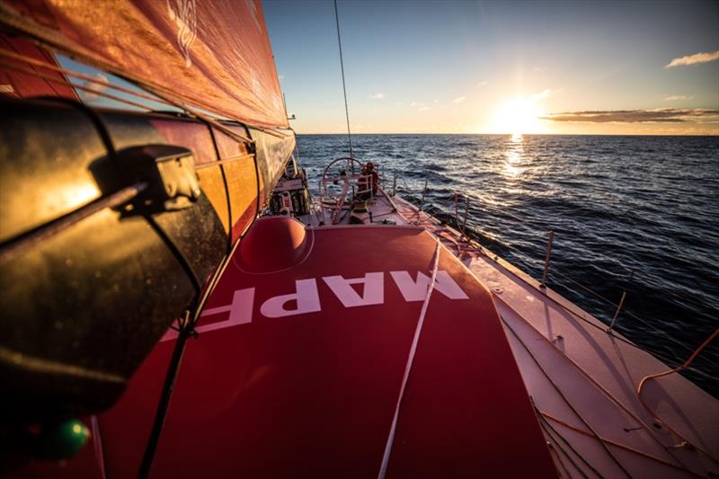 Volvo Ocean Race Leg 7 from Auckland to Itajai, day 19 on board MAPFRE, sunset photo copyright Ugo Fonolla / Volvo Ocean Race taken at  and featuring the Volvo One-Design class