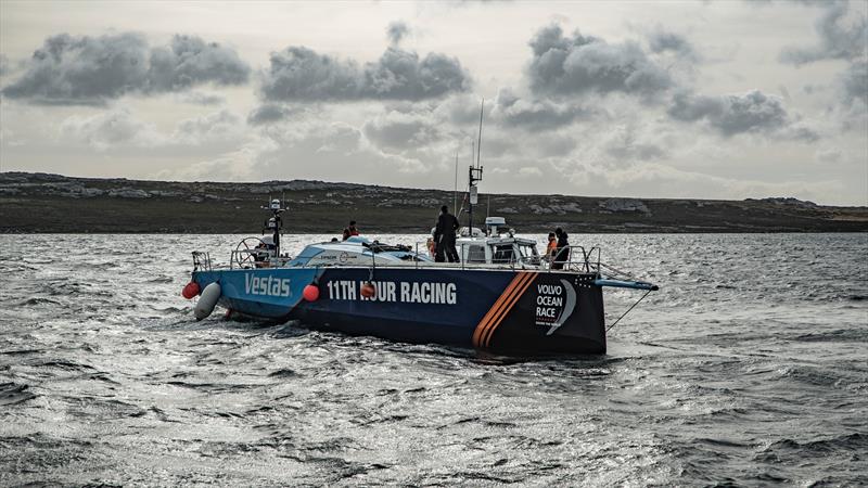 Leg 7 from Auckland to Itajai, day 21 on board Vestas 11th Hour. 06 April, . Mast Accident - Falkland Islands - photo © Jeremie Lecaudey / Volvo Ocean Race