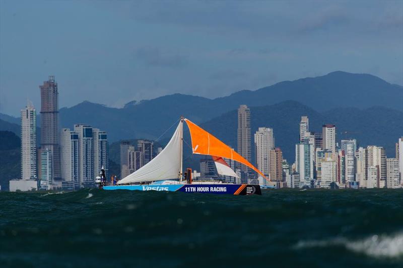 Vestas 11th Hour racing arrives in Itajai, April 16, 2018 photo copyright Vestas 11th Hour Racing taken at  and featuring the Volvo One-Design class