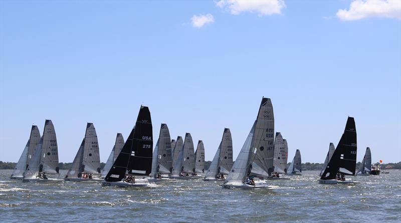The VX One Class enjoyed a fleet of 29, with Savannah, GA's John Porter on Far Side taking the home the 2023 CRW Champion title and trophy over Canada's Tej Trevor Parekh racing Bro Safari (2nd place) and Stanley Hassinger's Little Miss Magic (3rd) photo copyright Priscilla Parker / priscillaparker.com taken at Charleston Yacht Club and featuring the VX One class