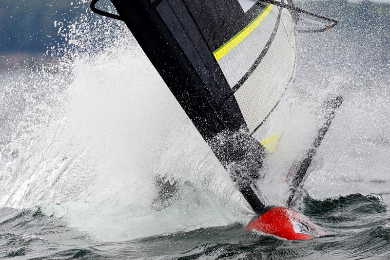 Splashing all over – the flying Waszp provided spectacular moments on Sunday at 2021 Kieler Woche Regatta photo copyright ChristianBeeck.de taken at Kieler Yacht Club and featuring the WASZP class