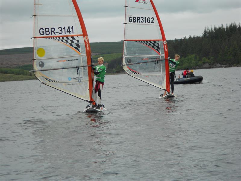 Aaron Hobb and Pip Heywood in the T15 North Borderlands event 2 at Kielder Water photo copyright Richard Longbone taken at Kielder Water Sailing Club and featuring the Windsurfing class