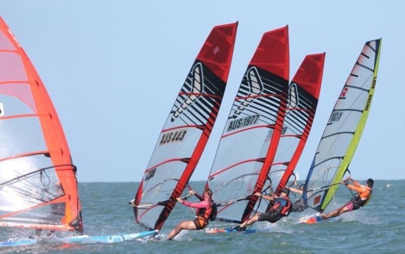 Women's champion, Lissa McMillan (sail no.443), had no problem mixing it up with the males photo copyright David Bell taken at Royal Queensland Yacht Squadron and featuring the Windsurfing class