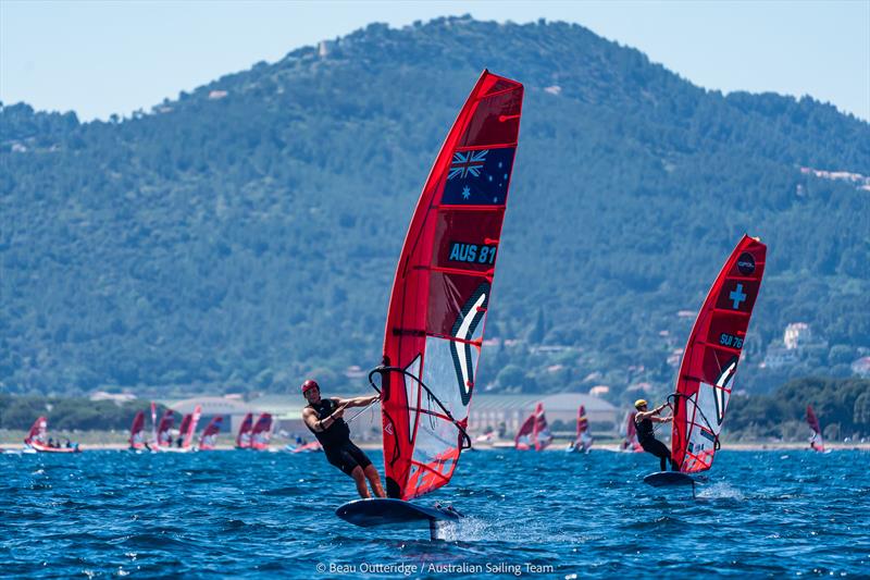 Grae Morris (Men's iQFOiL) Australian Sailing Team & Squad competing at SSemaine Olympique Française 2024 in Hyeres photo copyright Beau Outteridge / Australian Sailing Team taken at COYCH Hyeres and featuring the Windsurfing class