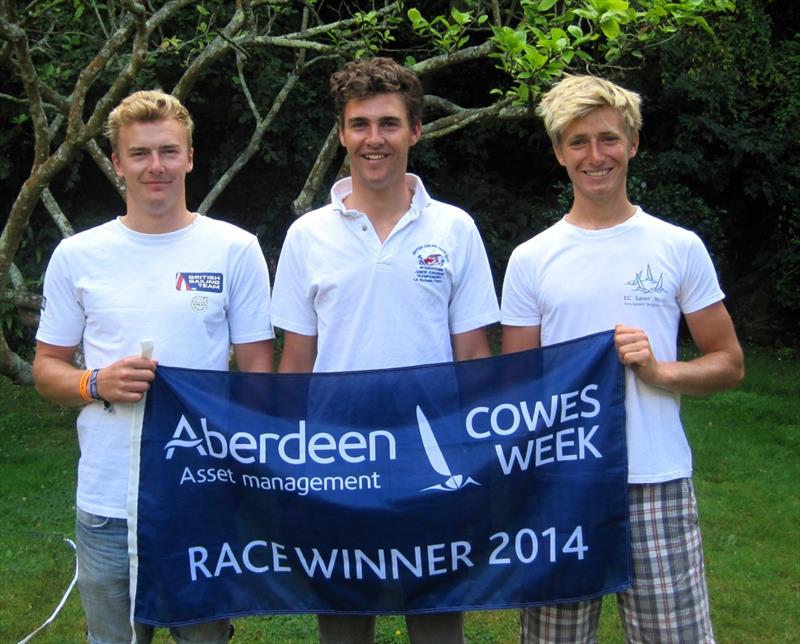 The XOD team of Venus (X72) Nik Froud (19, helm), Charlie Cox (20) and Henry Lloyd Williams (21) at Aberdeen Asset Management Cowes Week photo copyright Roy Froud taken at Cowes Combined Clubs and featuring the XOD class