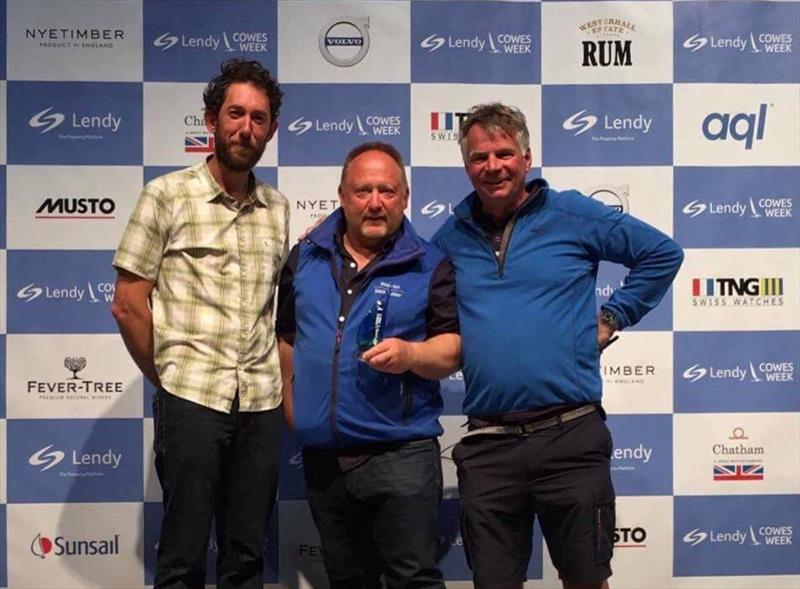 (l-r) Ben McGrane, Simon Russell and Richard Faulkner after winning the XOD class at Cowes Week 2019 photo copyright Cowes Week taken at Cowes Combined Clubs and featuring the XOD class