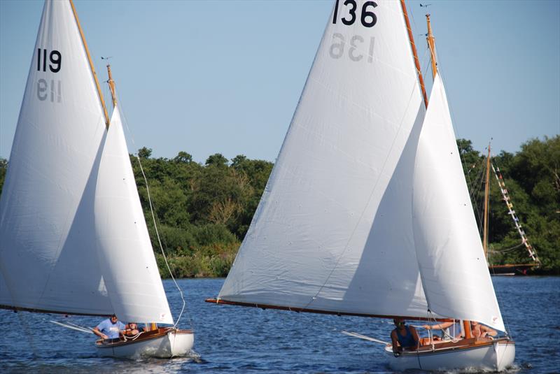 The Miller and Gallium Hawk battle for second place at Wroxham Week photo copyright Bill Webber & Ivan Ringwood taken at Norfolk Broads Yacht Club and featuring the Yare & Bure One Design class