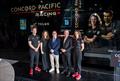 Andrew Wood, lead of Concord Pacific Racing youth team, Jill Schnarr of TELUS, Terry Hui, President and CEO of Concord Pacific, Martin Thibodeau of RBC, and Isabella Bertold, captain of Concord Pacific Racing