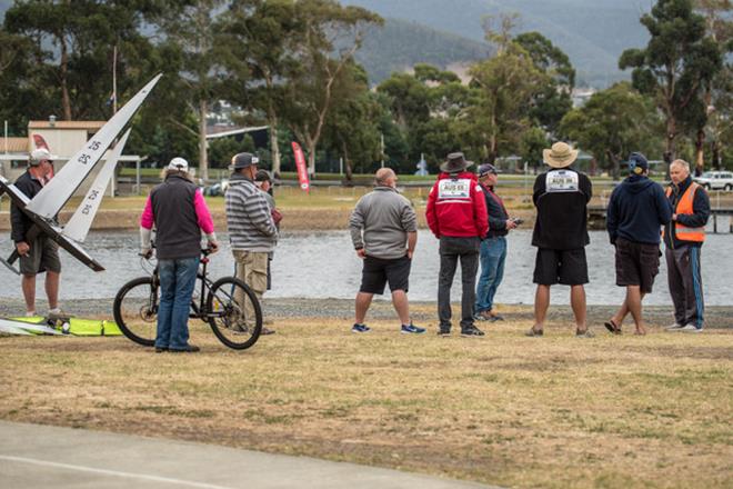 PRO Scott Condie briefs the fleet - 2018 ARYA Ten Rater National Championships - Day 2 photo copyright Robert Gavin taken at Montrose Bay Yacht Club and featuring the 10 Rater class