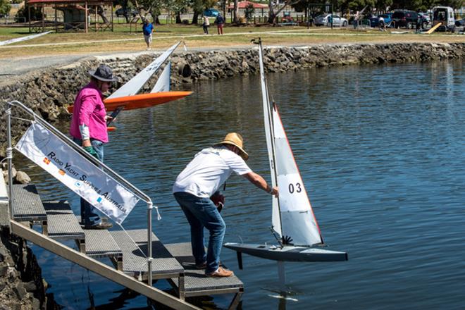 Andrew Crocker, Victoria, launches - 2018 ARYA Ten Rater National Championships - Day 2 photo copyright Robert Gavin taken at Montrose Bay Yacht Club and featuring the 10 Rater class