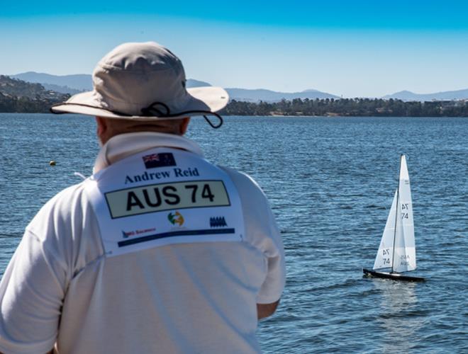 Andrew Reid (74) steering his way to Victory in the National Championship photo copyright Robert Gavin taken at Montrose Bay Yacht Club and featuring the 10 Rater class