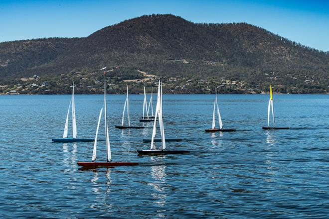 Every boat but one in the fleet - close racing in light air - 2018 ARYA Ten Rater National Championships - Day 2 photo copyright Robert Gavin taken at Montrose Bay Yacht Club and featuring the 10 Rater class