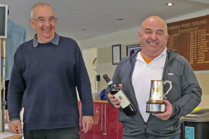 Nick Morgan, winner of the Tankard, with Peter Mitchell, Frensham RSG Sailing Secretary - 10 Rater Tankard at Frensham - photo © Tony Schlaeppi