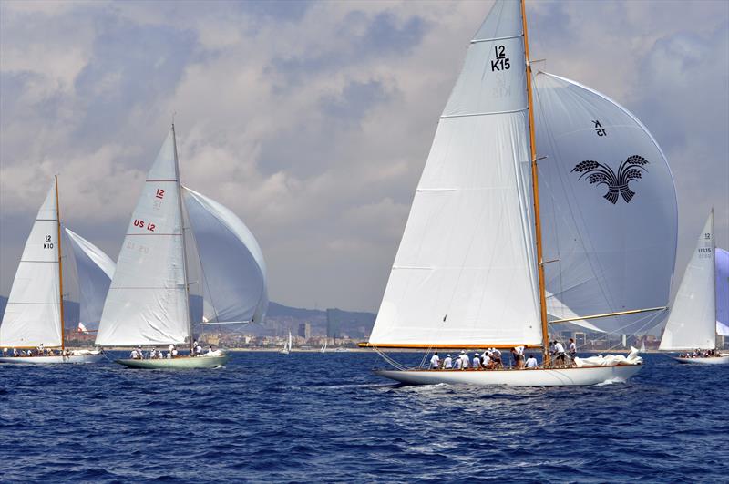 12 Metres racing in Barcelona during the 2014 12 Metre World Championship photo copyright SallyAnne Santos / Windlass Crea taken at Real Club Nautico de Barcelona and featuring the 12m class