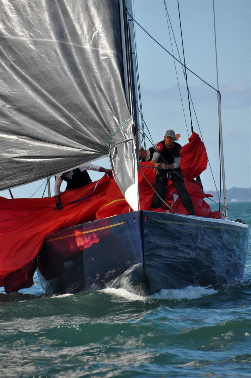 Defender at the 12 Metre North American Championship photo copyright SallyAnne Santos / Windlass Creative taken at Ida Lewis Yacht Club and featuring the 12m class