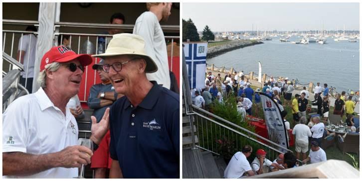 From left: Intrepid (US-22) skipper Jack Curtin talks with Blue Marlin (FIN-1) skipper Henrik Andersin at Nordic Night; Nordic Night gathering photo copyright SallyAnne Santos taken at Ida Lewis Yacht Club and featuring the 12m class