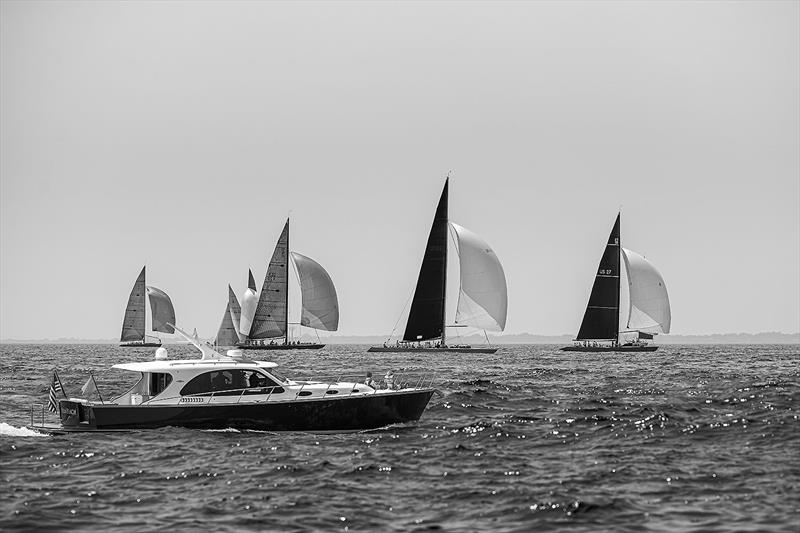 Spectators aboard a marvellous Palm Beach at the 2019 12m World Championship in Rhode Island photo copyright Joel Butler taken at Ida Lewis Yacht Club and featuring the 12m class