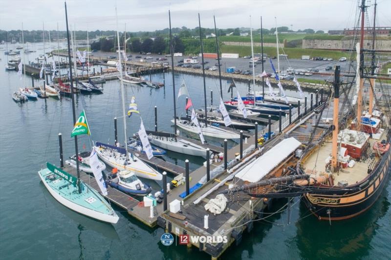 Competing 12 Metres gather dockside at the 12 Metre Worlds 2019 in Newport, R.I photo copyright Ian Roman taken at  and featuring the 12m class