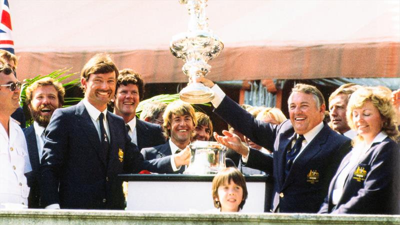 John Bertrand (left) and Alan Bond (right) - 1983 America's Cup - Newport RI photo copyright Paul Darling Collection taken at New York Yacht Club and featuring the 12m class