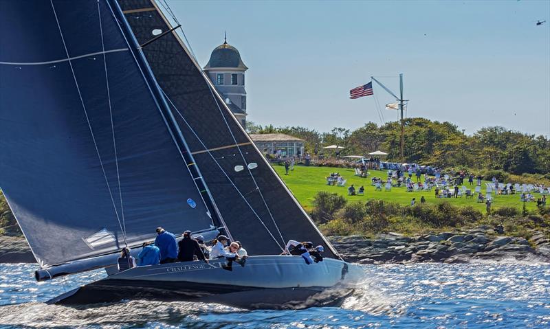 Challenge XII, with Jamestown, R.I.'s Jack LeFort at the helm, sails by spectators at Castle Hill during the Harry H. Anderson Memorial Pursuit Race photo copyright Daniel Forster taken at  and featuring the 12m class