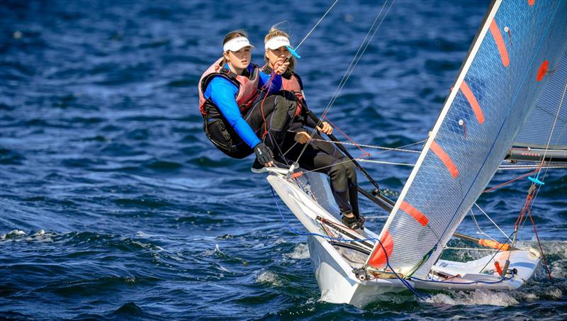 Abigail Rolfe and Zara Coates photo copyright Sail Media taken at Manly 16ft Skiff Sailing Club and featuring the 13ft Skiff class