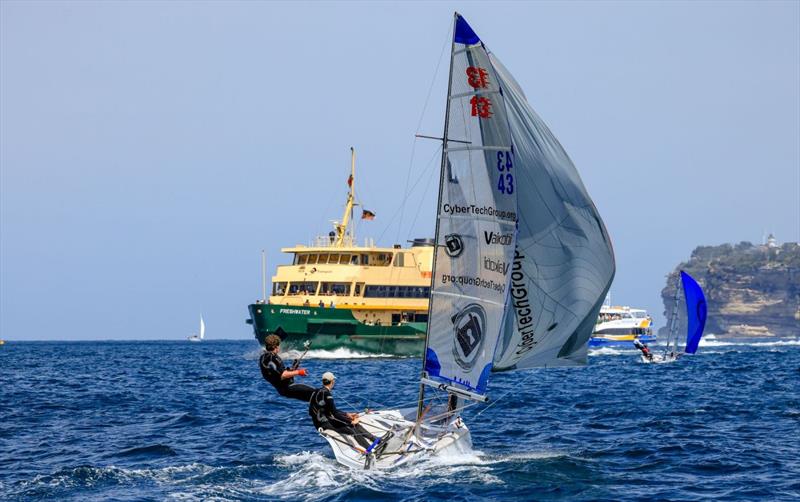 Cybertech - Theo Franklin and Coby Napper photo copyright Sail Media taken at Manly 16ft Skiff Sailing Club and featuring the 13ft Skiff class