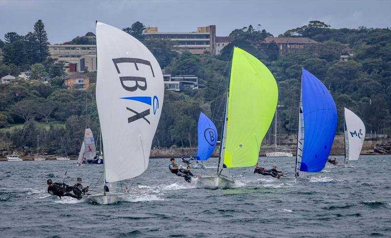 13ft Skiffs - Ebix winner Race 5 followed by Fluid winner Race4 photo copyright Sail Media taken at Manly 16ft Skiff Sailing Club and featuring the 13ft Skiff class