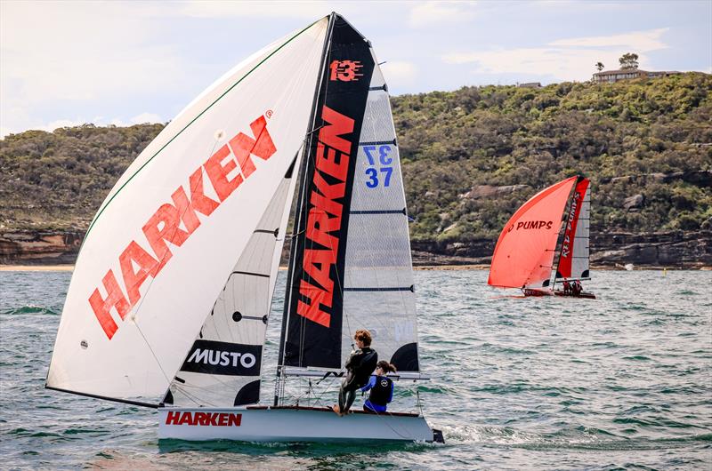 Manly Skiffs Club Championship Heat 6 - Harken and Red Pumps winners photo copyright SailMedia taken at Manly 16ft Skiff Sailing Club and featuring the 13ft Skiff class