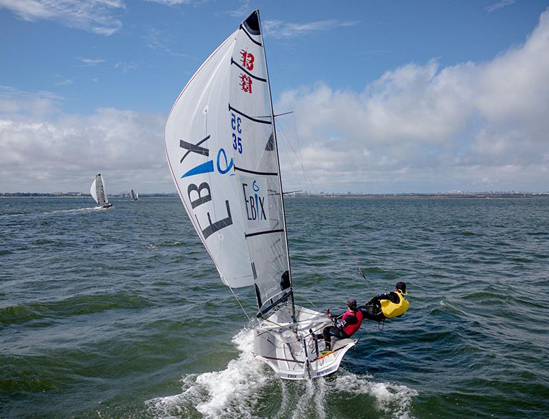 2nd EBIX - Sail Racing - Jemma Hopkins - James Hopkins - 2023-24 13ft Skiff Australian Championships photo copyright SailMedia taken at St George Sailing Club and featuring the 13ft Skiff class