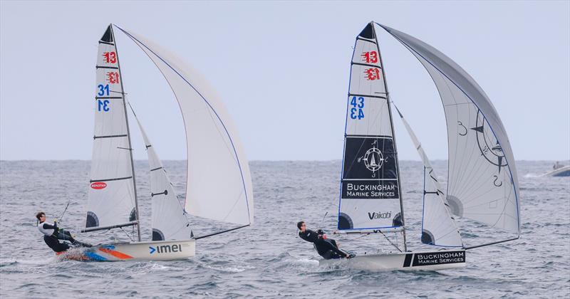 IMEI chasing Buckingham during Manly 16ft Skiff Sailing Club Short Course Pointscore Day 3 - photo © SailMedia / Michael Chittenden