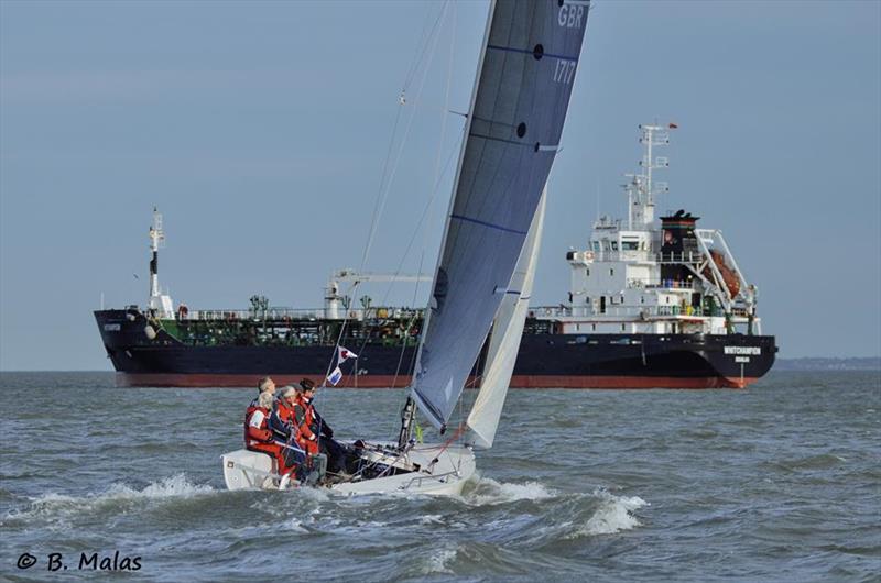 Midnight Cowboy leads during Hamble River Wednesday Night Series - Early Bird Series race 4 photo copyright Bertrand Malas taken at Hamble River Sailing Club and featuring the 1720 class