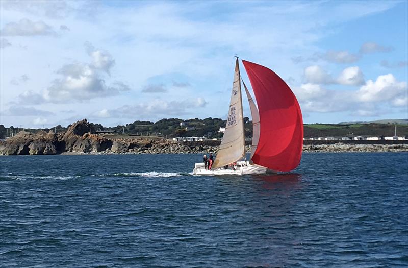 Cork 1720 “Mojito Bach” approaching the finish during the ISORA Global Displays Welsh Coastal Race photo copyright M Thompson taken at Pwllheli Sailing Club and featuring the 1720 class
