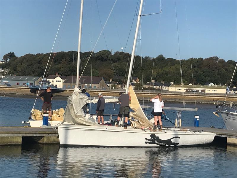 Japanphur preparing for racing in the sunshine at the start of the Pwllheli Autumn and Challenge Series photo copyright Vicky Cox taken at Pwllheli Sailing Club and featuring the 1720 class