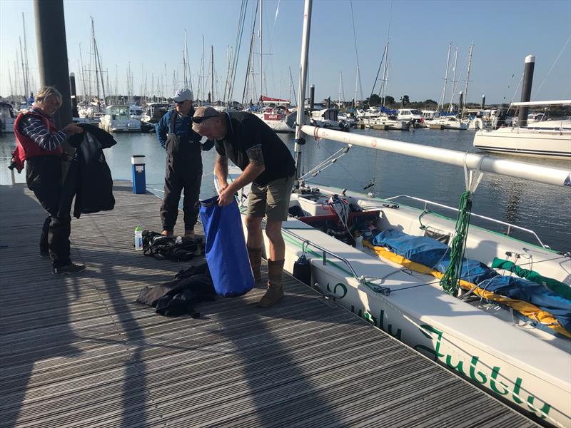 Luvly Jubbly preparing for racing in the sunshine at the start of the Pwllheli Autumn and Challenge Series photo copyright Vicky Cox taken at Pwllheli Sailing Club and featuring the 1720 class