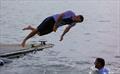 The winners celebrating with a dunk at the 2026 IOM Worlds - Alexis and Zvonko &copy; Mark Jardine