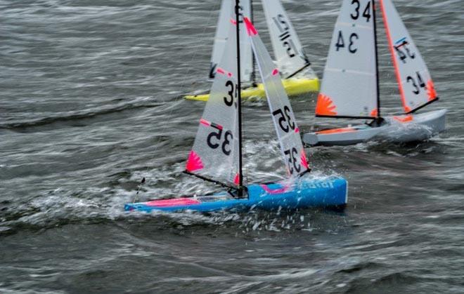 New South  Wales entry  is laid over by a 40 knot gust - 2018 IOM ® National Championships photo copyright Robert Gavin taken at Montrose Bay Yacht Club and featuring the One Metre class