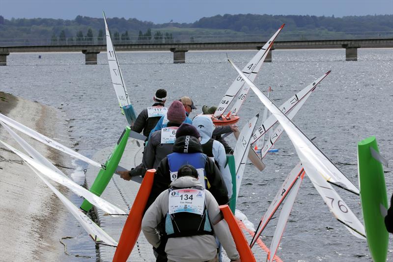 2026 IOM Worlds at Datchet Water Day 1 - Skippers walk the jetty to launch - photo © Mark Jardine