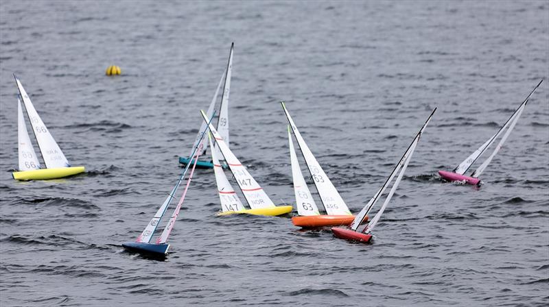 2026 IOM Worlds at Datchet Water Day 4 - Cross tacks upwind photo copyright Mark Jardine taken at Datchet Water Sailing Club and featuring the One Metre class